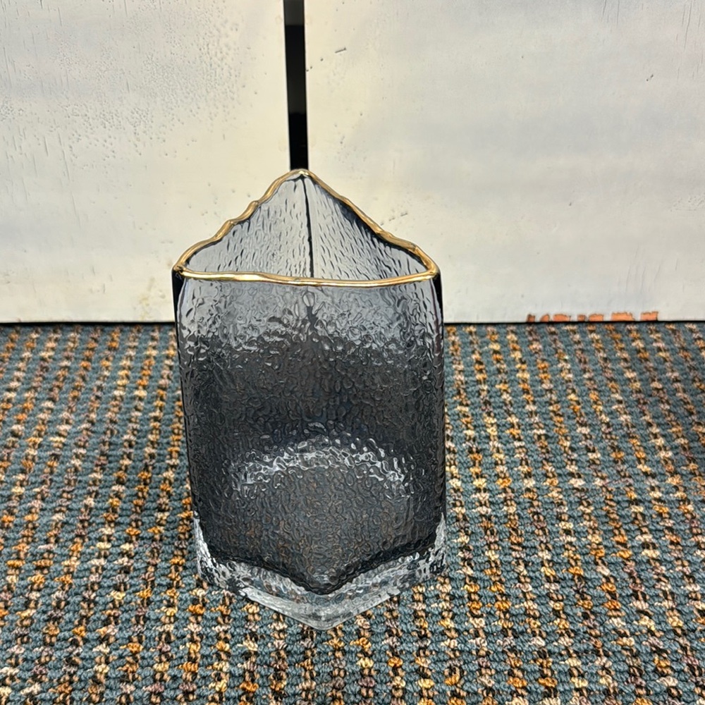 Grey‎ Vase with Gold Trim